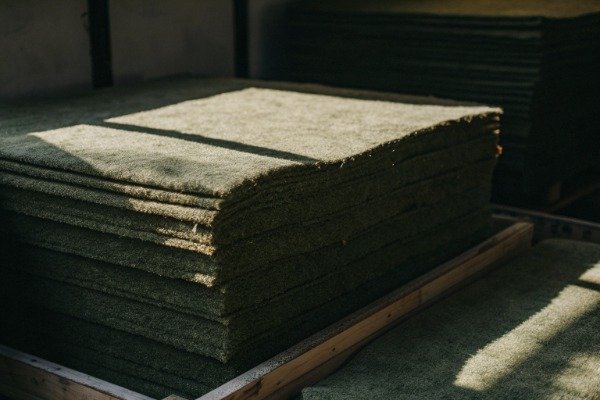 Stacked natural felt pads texture beige wool (ID#1)