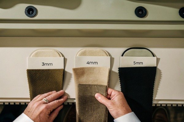 Wool felt samples Samples of wool felt shoe uppers with thickness labels (ID#4)